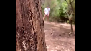 Boy caught peeing in the woods